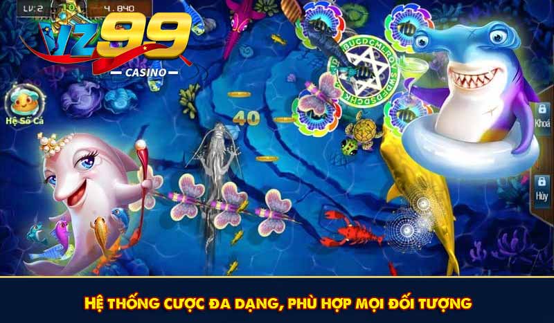 Bắn cá H5: Game bắn cá ăn tiền thật, link chơi ngay tại VZ99 6 Hệ thống cược đa dạng, phù hợp mọi đối tượng
